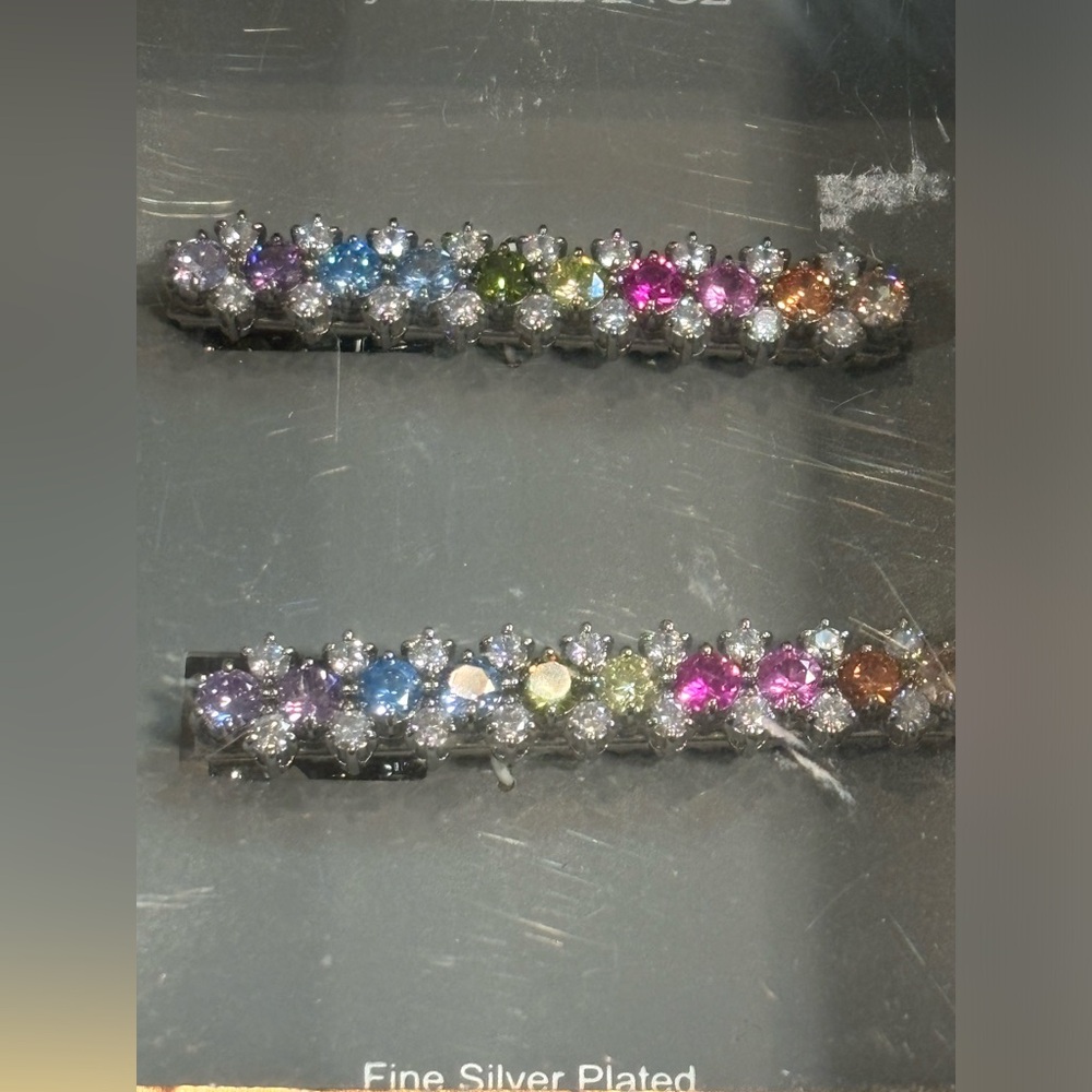 Multi Color CZ Rhinestone Hair Clip - Picture 2 of 3